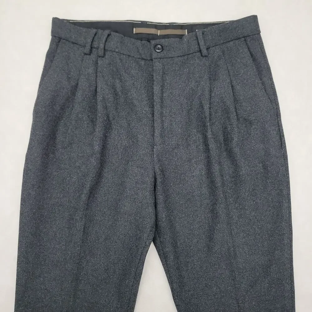 Banana Republic BR Wool Blend Pleated Trouser Pants Mens 33 Gray Excellent